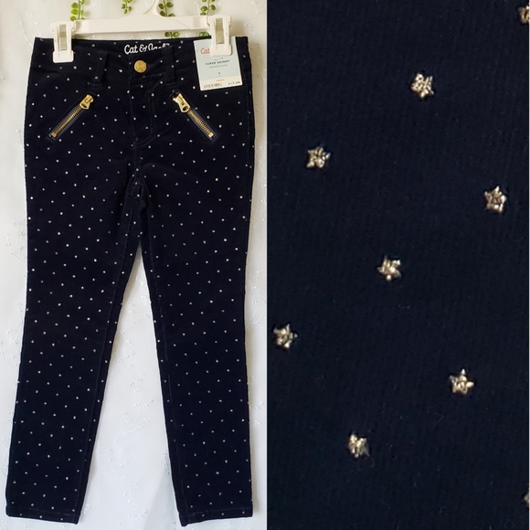 Dark Blue Corduroy Star Skinny Jeans - Picture 1 of 7